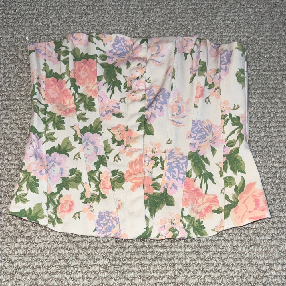 Zara Multicolor Strapless Corset Top